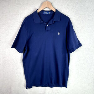 Polo Ralph Lauren Mens Navy Blue Golf Polo Size L Short Sleeve Preppy Sporty